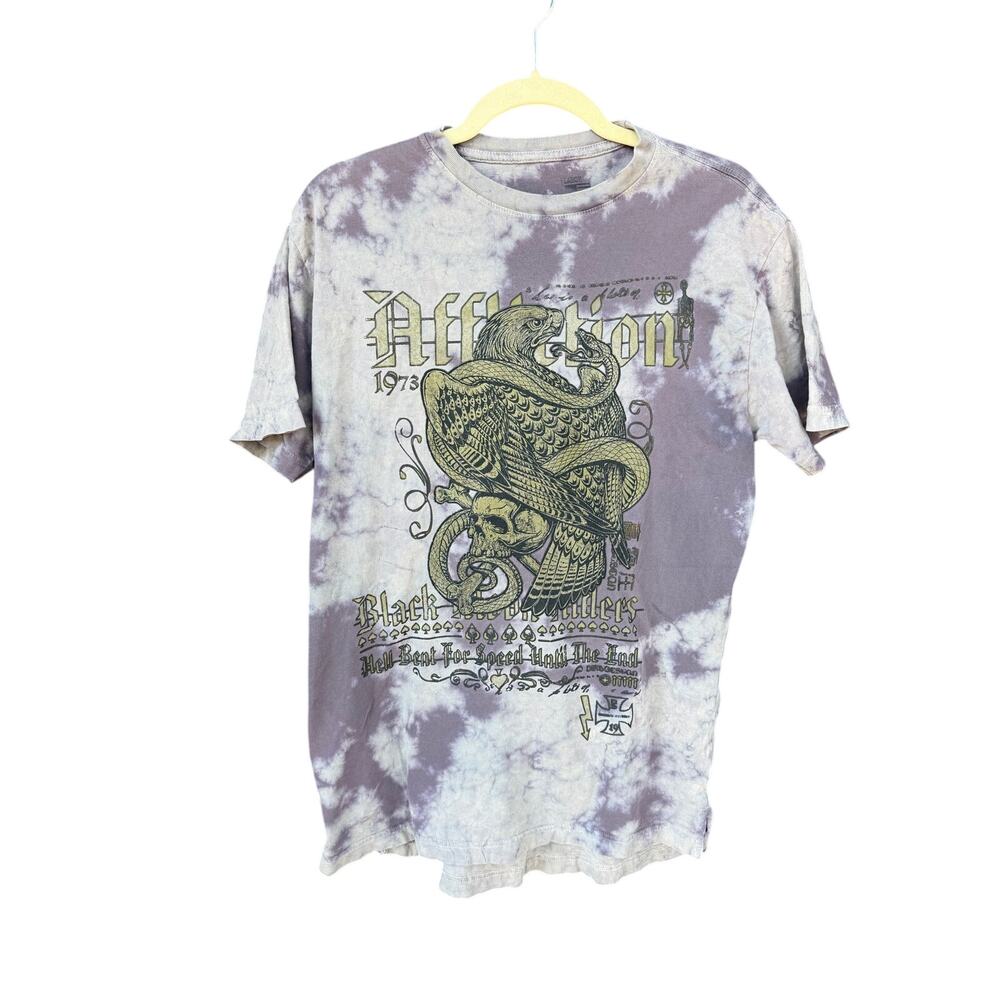 Affliction Black Heart Killers Tie Dye Graphic Tee L